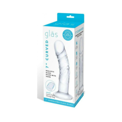 Glas 7in Curved Realistic Glass Dildo w Veins