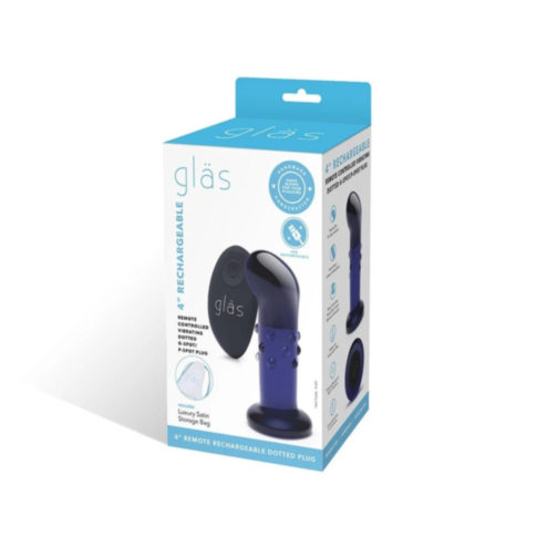 Glas 4in Rechargeable RC Vibrating Dotted G Spot-P Spot Plug