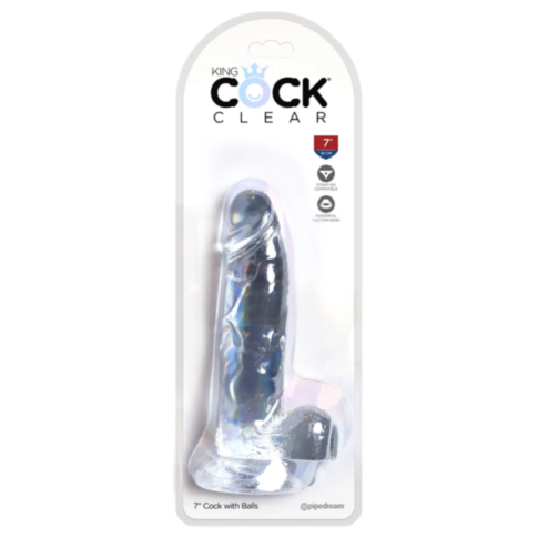 King Cock 7in Cock w Balls Clear