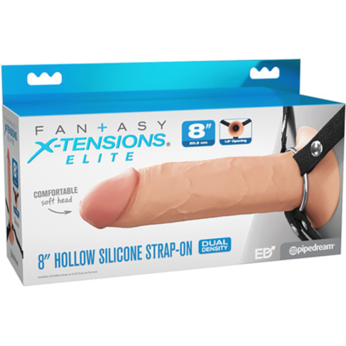 Fantasy Elite-8in Hollow Silicone Strap-On-Light