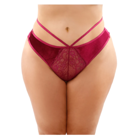 KALINA VELVET Thong panty keyhole cut-out back MAGENTA QS