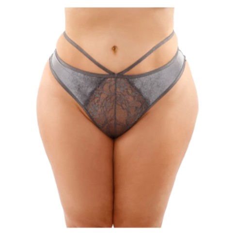 KALINA VELVET Thong panty keyhole cut-out back TEAL QS