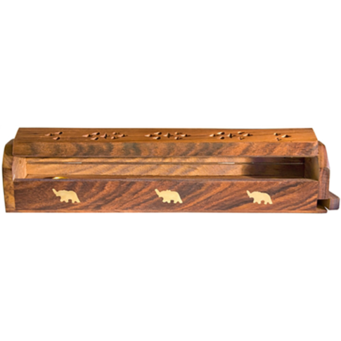 12" wood coffin burner elephants