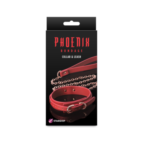 Starship's Phoenix - Collar and Leash -Red & Gold