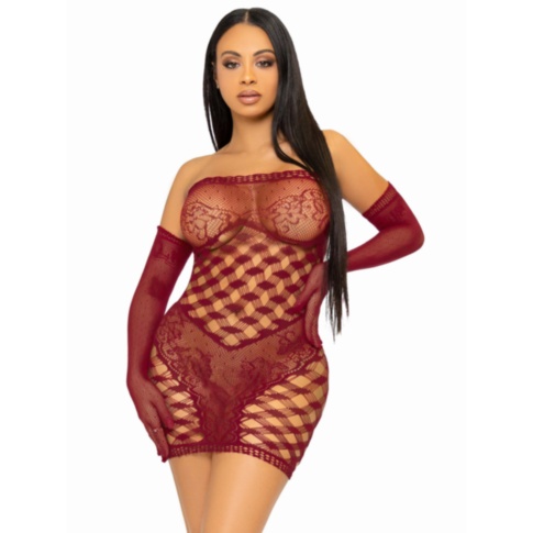 2 PC Hardcore net tube dress with lace accent and matching g