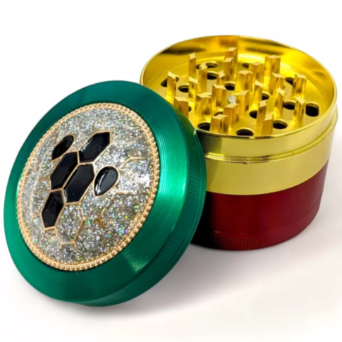 63mm 4pc Crushers Rasta Glitz Honeycomb Grinder with Window