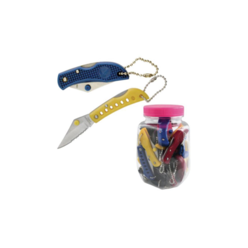 Assorted 2in Stainless Steel Folding Knife with Keychain