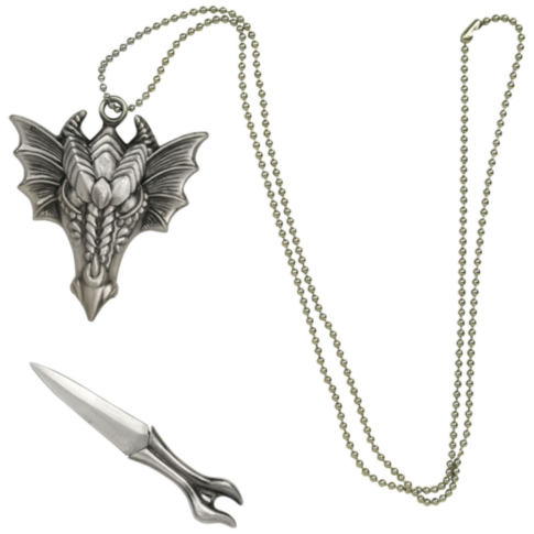 A green image showcases the text "No Image" at the top. Beneath it, a gray rocket icon adorned with small stars enclosed in a circle inspires creativity reminiscent of carrying a 3.25-inch Fantasy Master Fixed Blade Dragon Necklace, conjuring visions of s