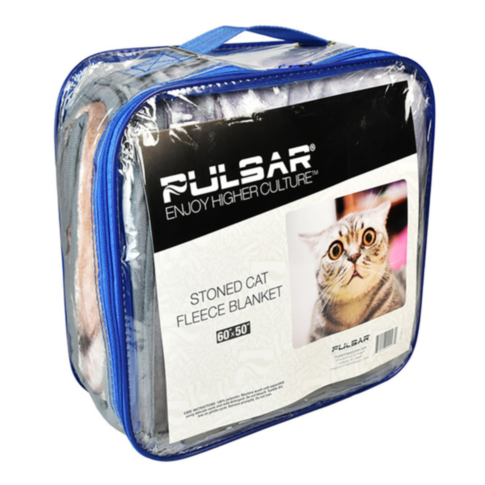 60in X 50in Pulsar Fleece Throw Blanket Stoned Cat