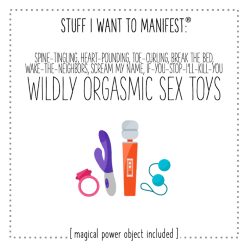 Some Sex Toys, Stuff I Want to Manifest Card w Charm