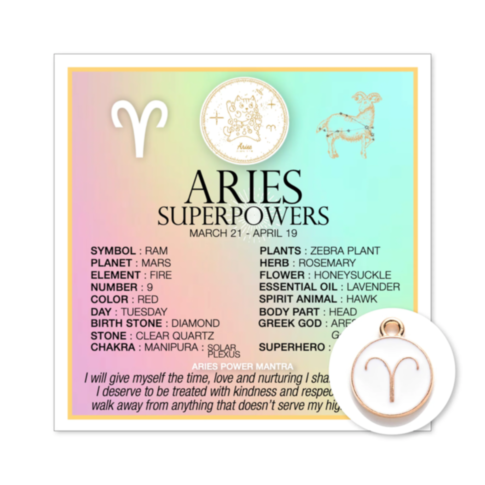 Zodiac Aries Card w Charm