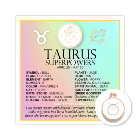 Zodiac Taurus Card w Charm