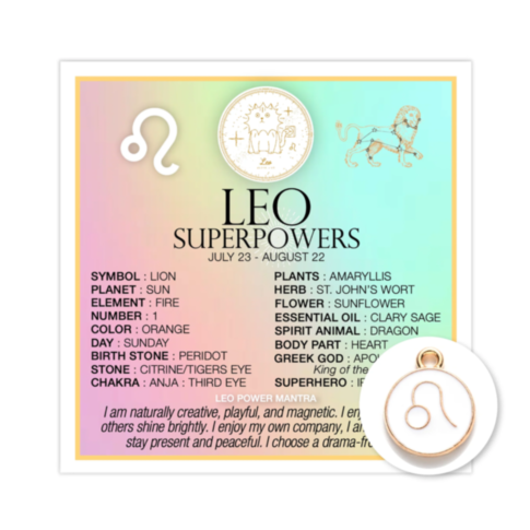 Zodiac Leo Card w Charm