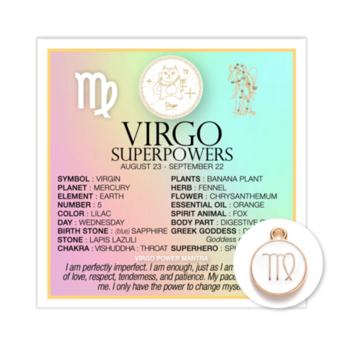 Zodiac Virgo Card w Charm