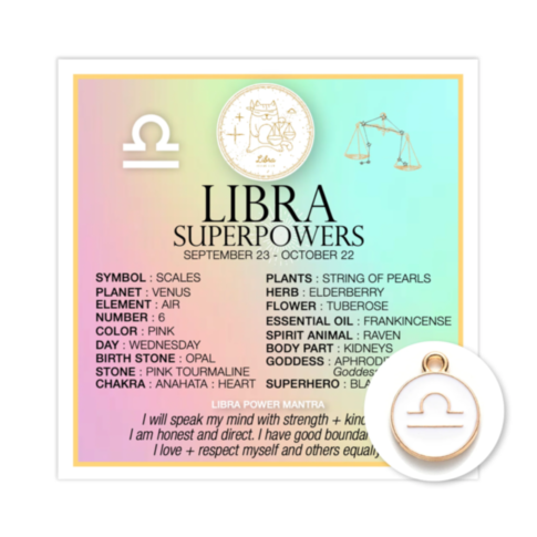 Zodiac Libra Card w Charm