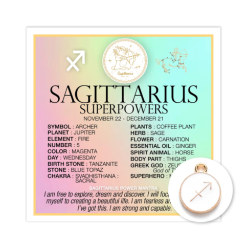 Zodiac Sagittarius Card w Charm