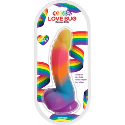 Rainbow Dildo- Silicone Luv Bug 6in