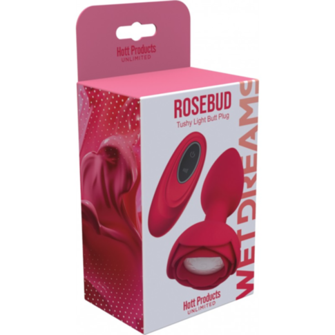 Rose Bud-Silicone Tushy Light Up Plug with Remote