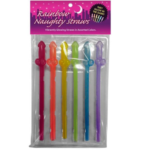 Glow-In-The-Dark Rainbow Naughty Straws