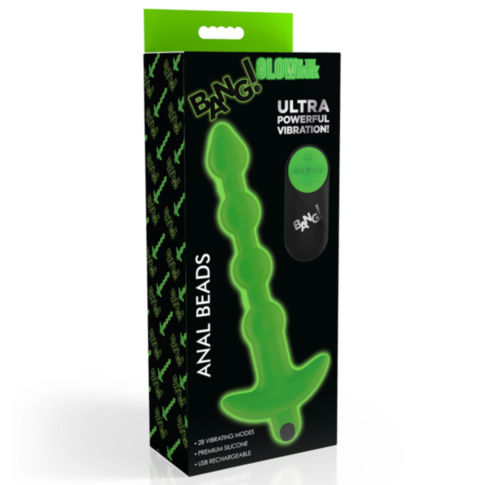 XR-Bang Glow in the Dark Sil Anal Beads w Remote