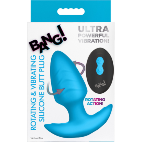 XR-Bang 10x Rotating&Vibrating Sil Plug w RC-Blue