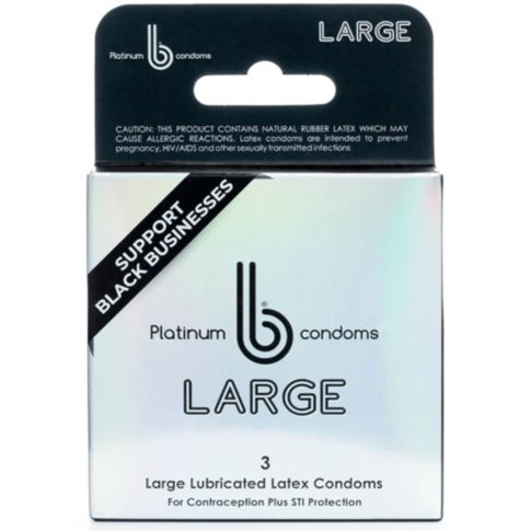 B Condoms Platinum Large  3pk