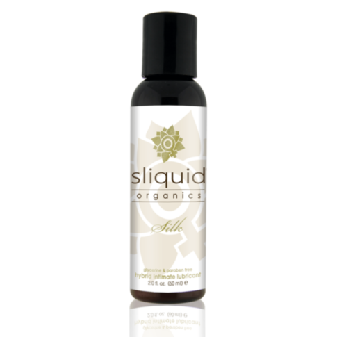 A green square featuring white text saying "No Image" displays a graphic of a rocket launching through a circle with small stars, elegantly showcasing the hypoallergenic allure of the Sliquid Organic Silk 2 oz.